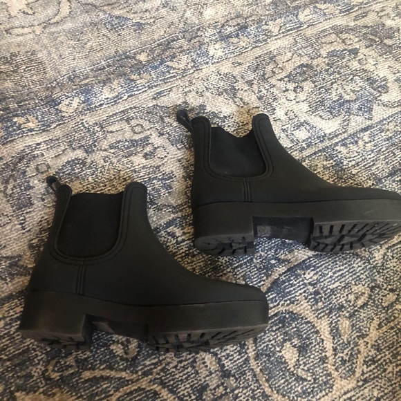 black rubber booties